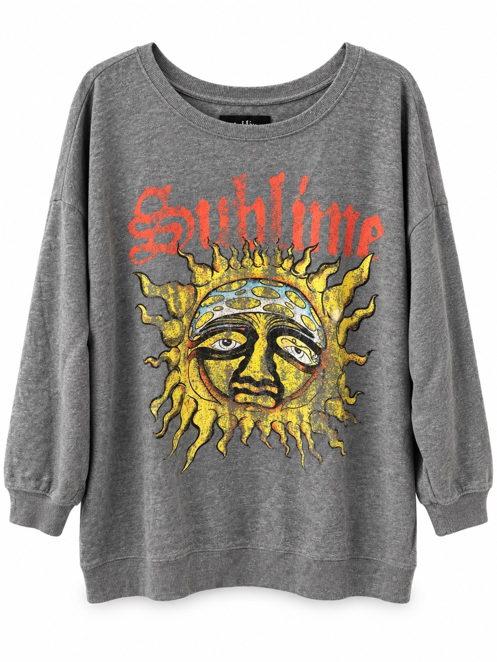 Sublime Distressed Sun Graphic Oversized Sweatshirt Size 3